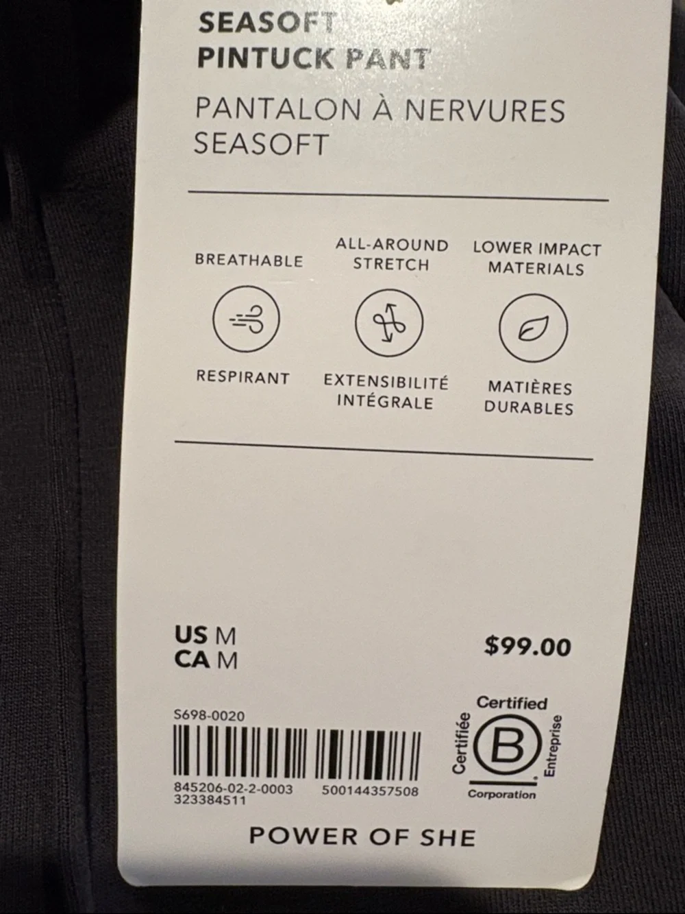 NWT Athleta Seasoft Black Pintuck Pant Sz Medium
